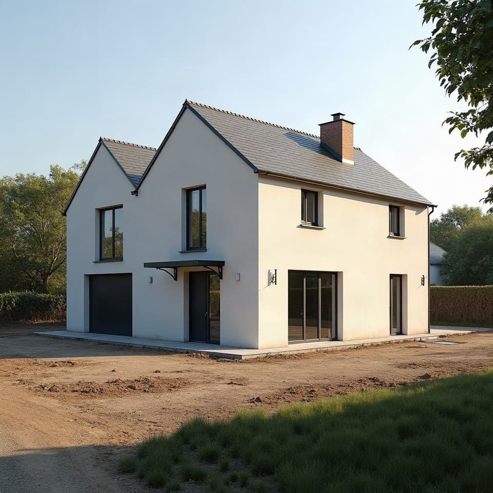 Maison neuve construite sur une parcelle libérée par une démolition, en périphérie de Limoges