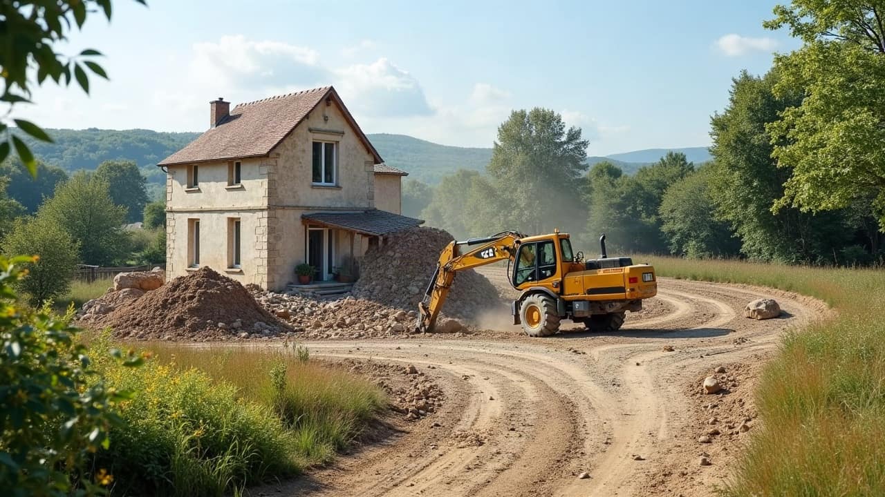 Démolition à Guéret : bâti de bourg ancien et pavillons